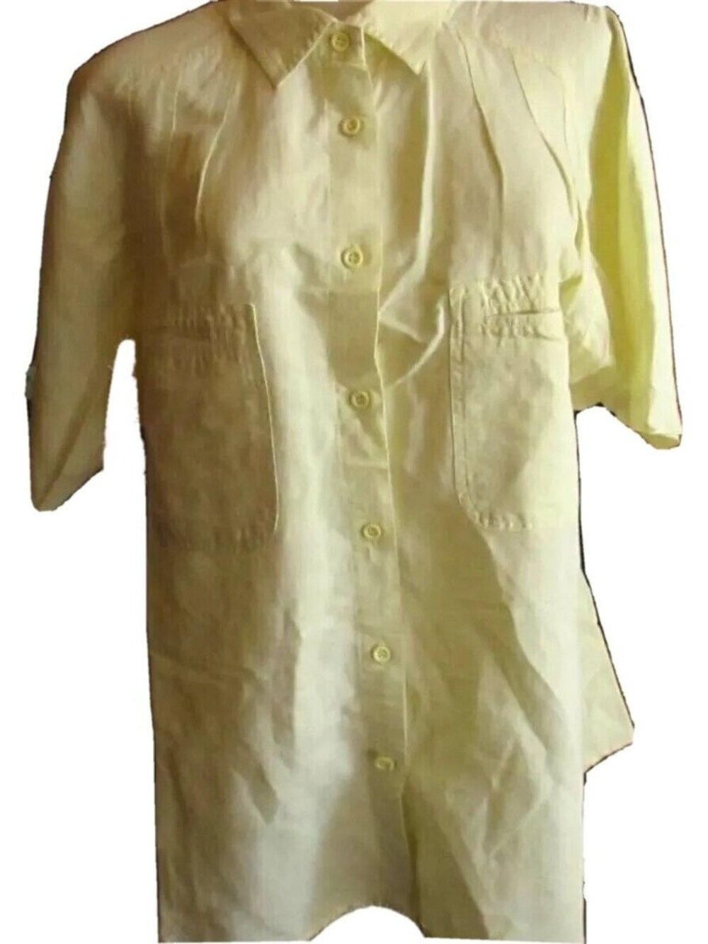 True Vintage Top Medium 80's Yellow Gitano Collared Front Pockets Preppy Mom
